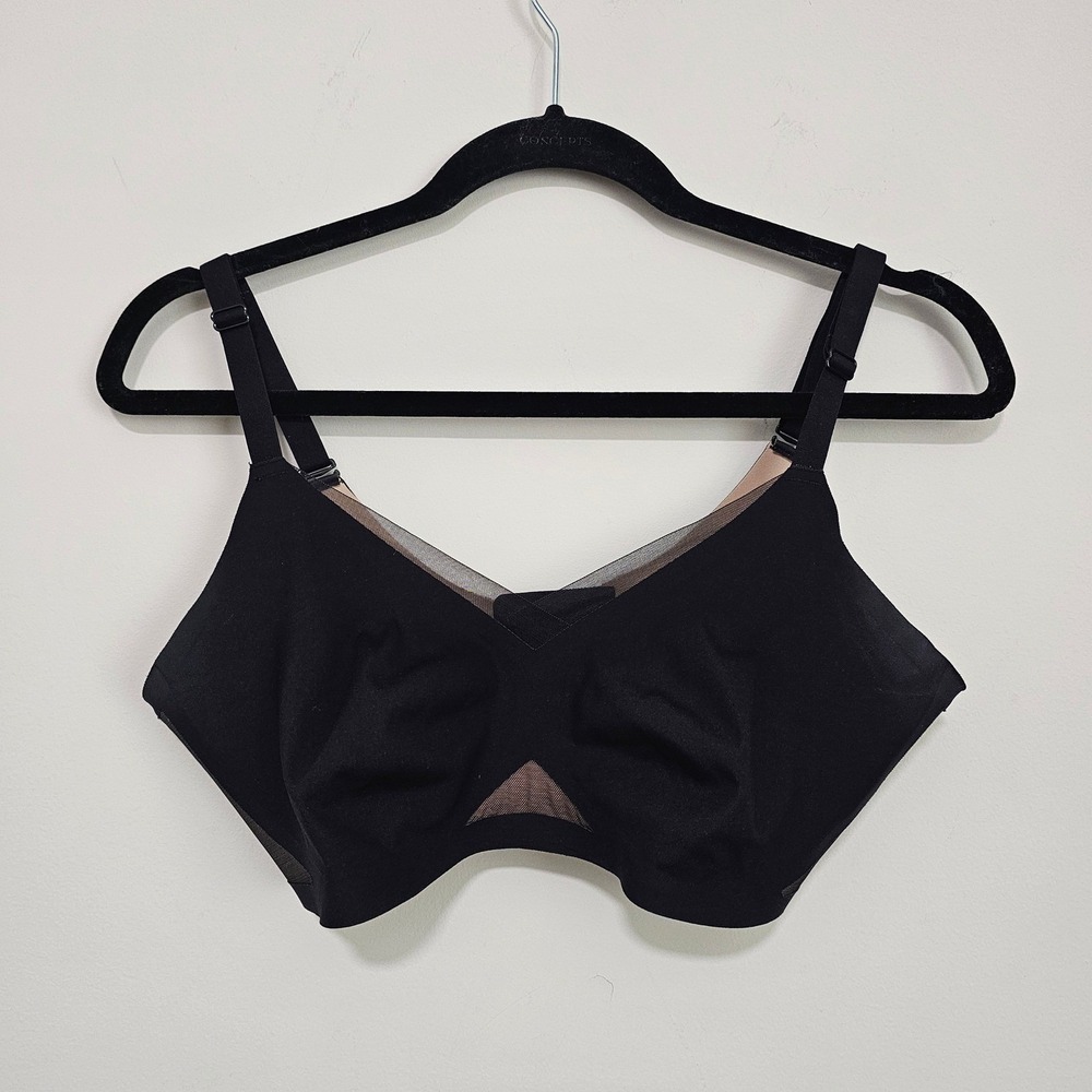 Honeylove CrossOver Bra Womens Medium Black Wire-Free Mesh Support Shapewear